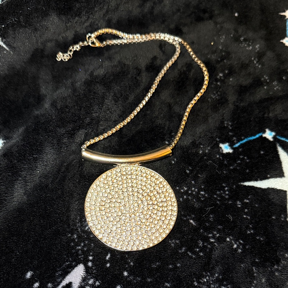 torrid Silver Pave Round Pendant Necklace
